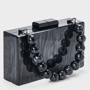 Black Acrylic Minaudiere Clutch